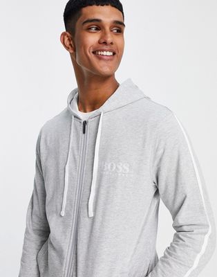 BOSS Bodywear Authentic french terry zip up hoodie in gray