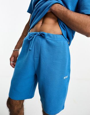 BOSS Bodywear waffle shorts in blue