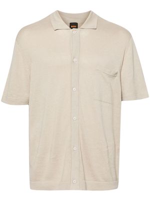 BOSS button-up cotton-blend polo shirt - Neutrals