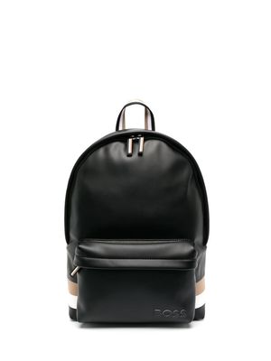 BOSS Byron stripe leather backpack - Black