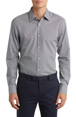 BOSS Camel Hays Slim Fit Micropattern Dress Shirt in Dark Blue 