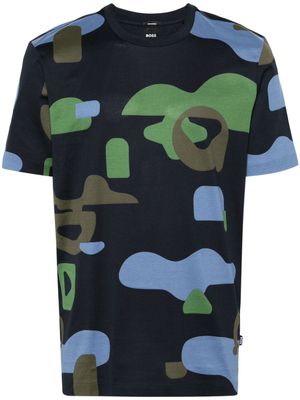 BOSS camouflage-print cotton T-shirt - Blue