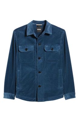 BOSS Carper Stretch Cotton Corduroy Shirt Jacket in Bright Blue