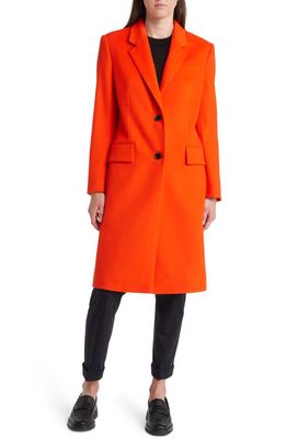 BOSS Catara Virgin Wool & Cashmere Coat in Orange
