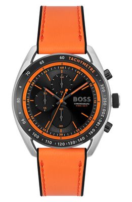 BOSS Center Court Chronograph Leather Strap Watch