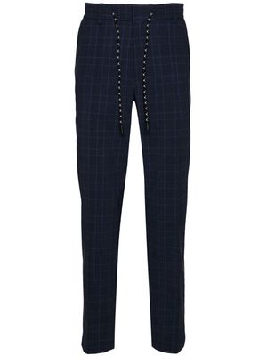 BOSS checked mid-rise tapered trousers - Blue