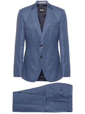 BOSS checked single-breasted suit - Blue