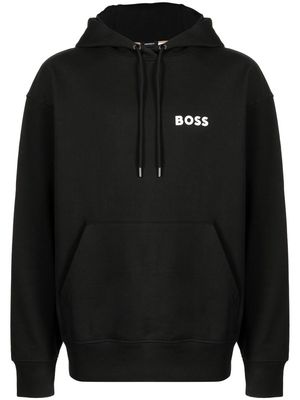 BOSS chest logo-print detail hoodie - Black