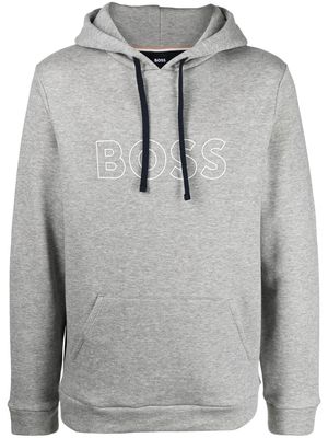 BOSS contrast-detail drawstring hoodie - Grey