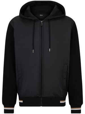 BOSS contrast-sleeve hooded jacket - Black