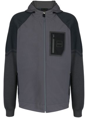 BOSS contrasting-panels hooded jacket - Grey