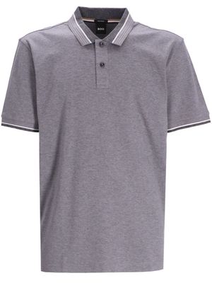 BOSS contrasting-trim cotton polo shirt - Grey