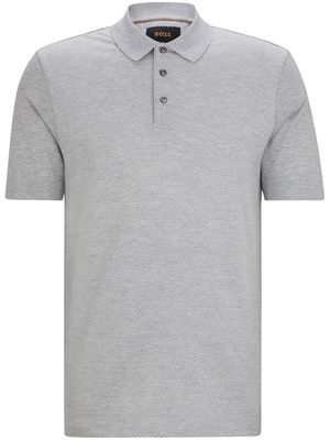 BOSS cotton-silk polo shirt - Grey