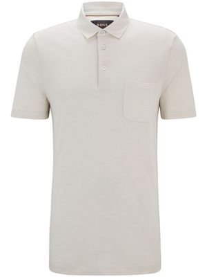 BOSS cotton-silk polo shirt - Neutrals