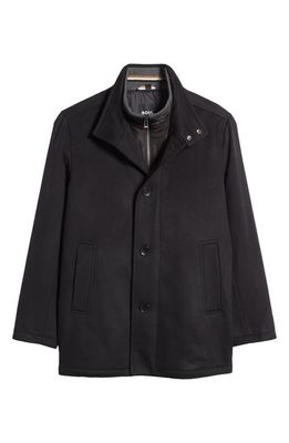 BOSS Coxtan Relaxed Fit Virgin Wool & Cashmere Coat in Black