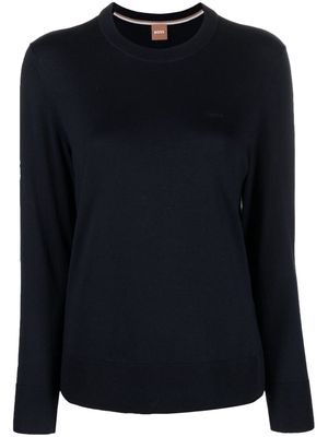 BOSS crew-neck knit sweater - Blue