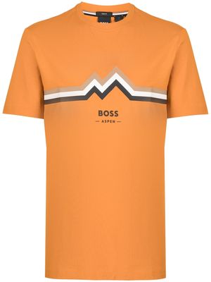 BOSS crew-neck logo-print T-shirt - Orange