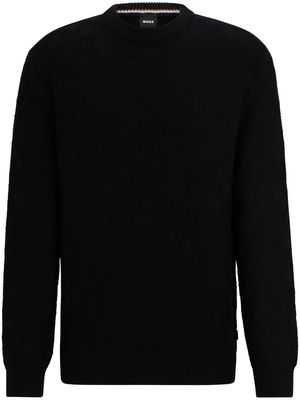 BOSS crew-neck wool jumper - Black