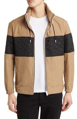 BOSS Crosco Hooded Zip Jacket in Medium Beige