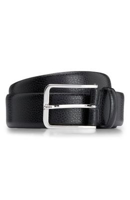 BOSS Crys Pebbled Leather Belt in Black