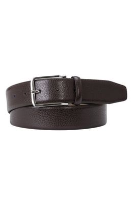 BOSS Crys Pebbled Leather Belt in Dark Brown