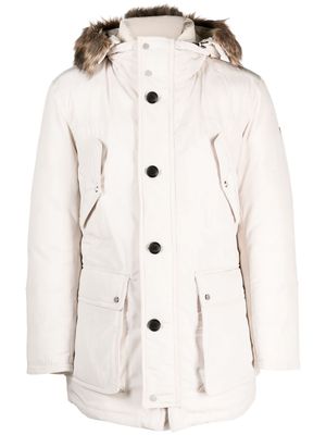 BOSS Dadico faux-fur trim padded hooded jacket - Neutrals