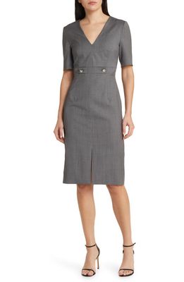 BOSS Danorla Pinstripe Virgin Wool Sheath Dress in Mini Pinstripe Suiting