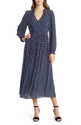 BOSS Dasota Long Sleeve Midi Dress in Medieval Blue Logo
