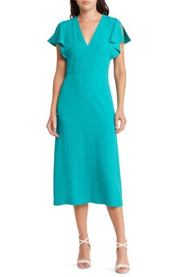 BOSS Dawinga Flutter Sleeve A-Line Dress in Bright Emerald