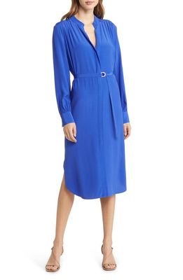 BOSS Dibanora Belted Long Sleeve Shirtdress in Cove Blue
