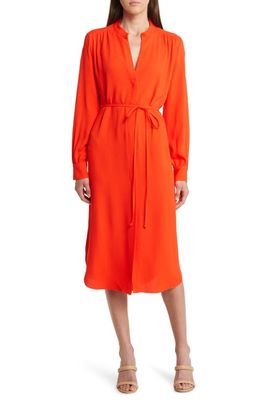 BOSS Dibanorah Long Sleeve Midi Dress in Orange
