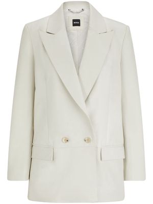 BOSS double-breasted leather blazer - White