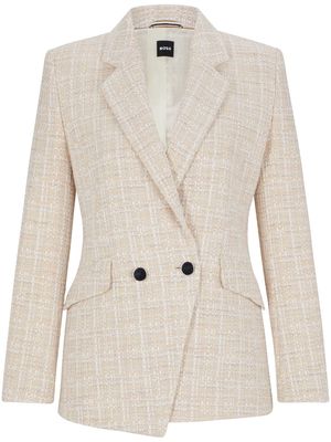 BOSS double-breasted tweed blazer - Neutrals