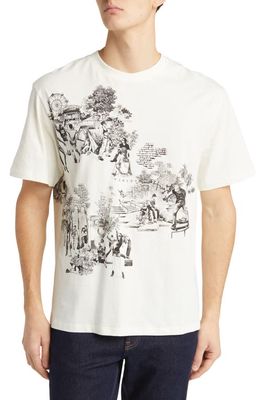 BOSS Doule Toile de Jouy Print T-Shirt in Open White