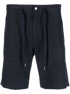 BOSS drawstring linen-blend shorts - Blue
