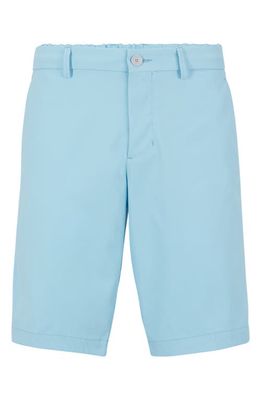 BOSS Drax Slim Fit Water Repellent Flat Front Shorts in Light Blue