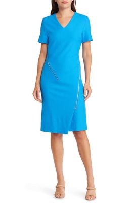 BOSS Durzira Zip Detail Sheath Dress in Brilliant Blue