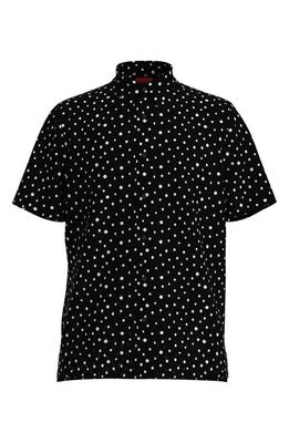 BOSS Ebor Print Short Sleeve Button-Up Shirt BOR in Black