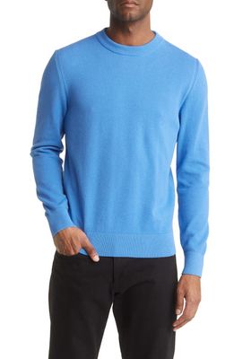 BOSS Ecaio Solid Crewneck Sweater in Medium Blue