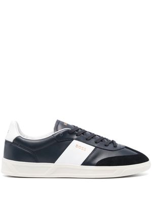 BOSS embossed-logo leather sneakers - Blue
