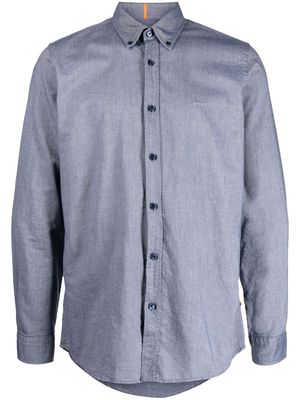 BOSS embroidered-logo detail shirt - Blue