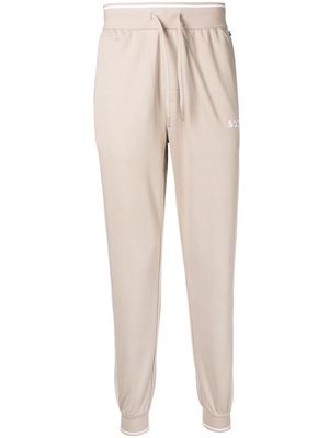 BOSS embroidered-logo detail track pants - Brown
