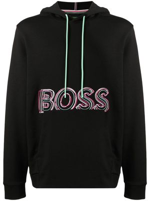 BOSS embroidered logo hoodie - Black