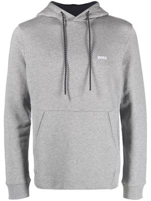 BOSS embroidered-logo hoodie - Grey