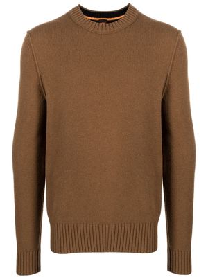 BOSS embroidered-logo knitted jumper - Brown