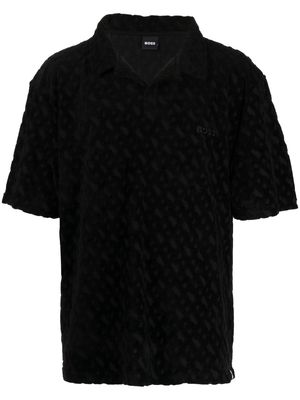BOSS embroidered-logo short-sleeved shirt - Black