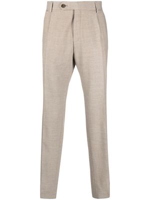 BOSS embroidered-logo tailored trousers - Neutrals