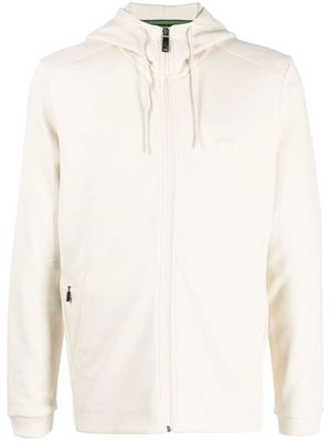 BOSS embroidered-logo zip hoodie - Neutrals
