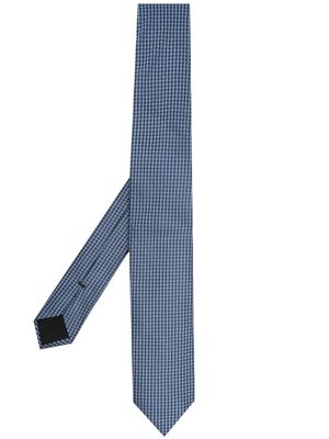 BOSS embroidered silk tie - Blue