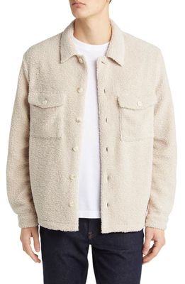 BOSS Enalu Oversize Fleece Button-Up Shirt Jacket in Natural